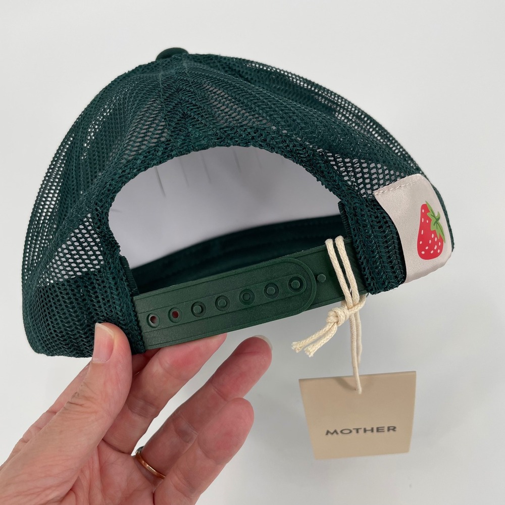 MOTHER The 10-4 Wild Cherries Trucker Hat Sweet Rhinestone Brim NWT OS Green - Picture 5 of 9